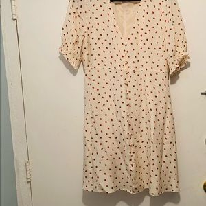 Madewell Strawberry Print Silk Dress in size 12